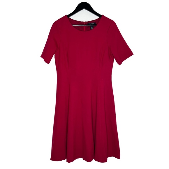 White House Black Market Dresses & Skirts - WHBM Dress Fit & Flare Red Dress Short Sleeve Scoop Neck